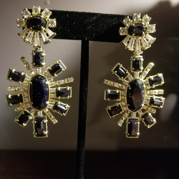 Kendra Scott Statement Earrings Blue Sandstone - Picture 6 of 8